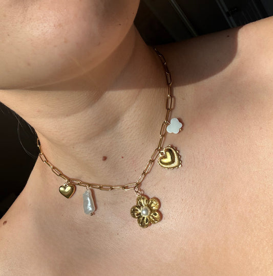 Flower child charm necklace